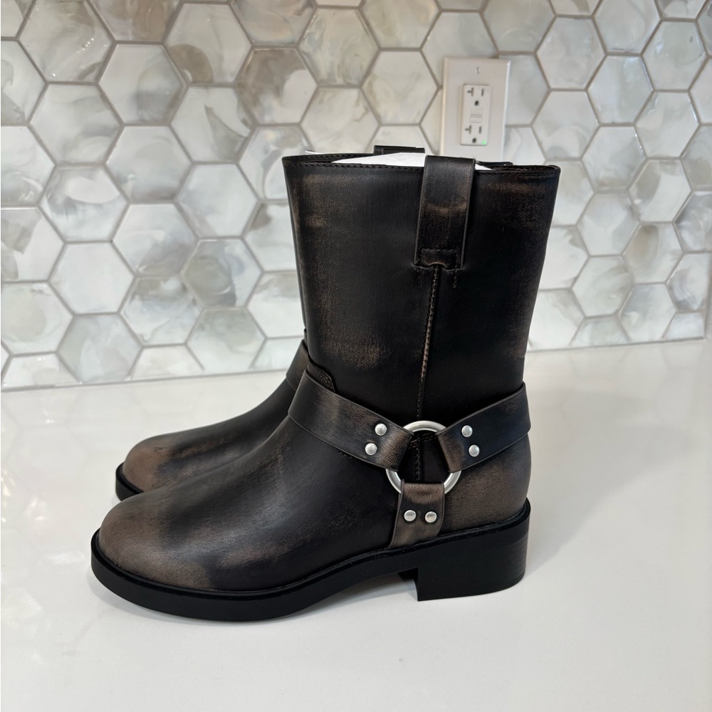 The Drop Women's Lilith Short Moto Boot with Buckles Biker size 9